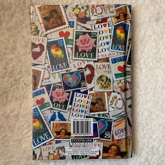 🦩NWT Antioch journal with 160 ruled pages, stamp collage design, 5.5 x 9 inches - Picture 2 of 6